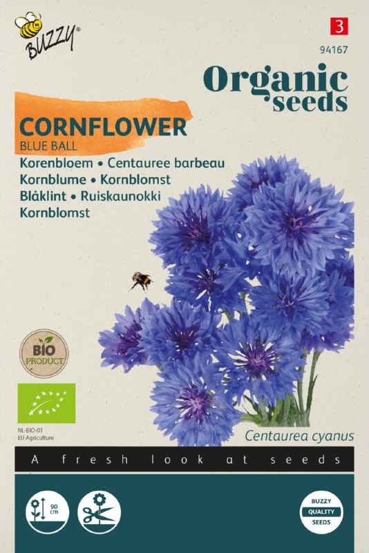 Korenbloem Blue Ball zaden BIO