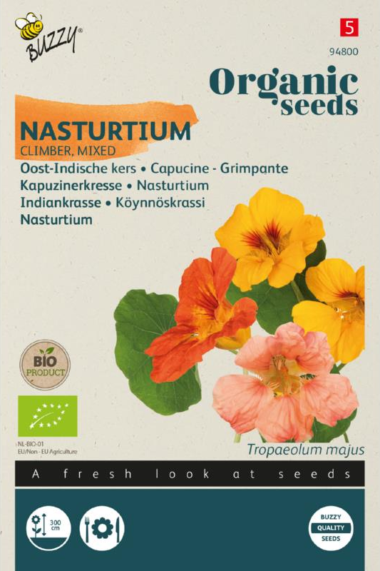 Oost-Indische Kers enkelbloemig zaden BIO